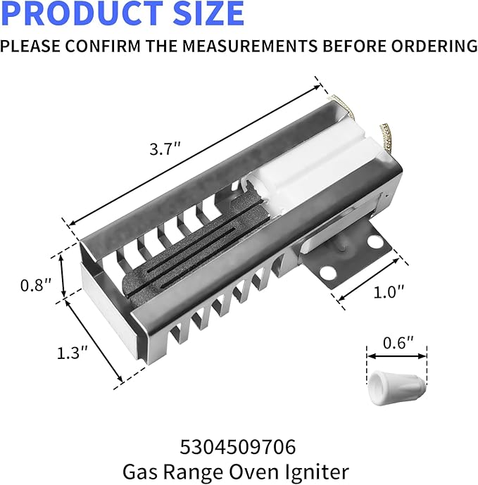 5304509706 316489402 Gas Range Oven Igniter Compatible with Frigidaire Kenmore Replaces WB2X10016 316489408 PS12071409 AP6230715