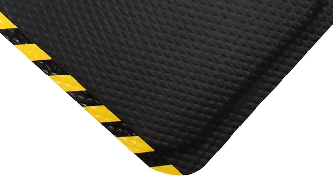 M+A Matting Hog Heaven Anti Fatigue Mat – Welding Resistant Grease and Oil Proof Industrial Commercial Grade Door Mat for Indoor Entrance, Workshop, or Garage, 3x5 Size, 7/8" Thick, Striped Border