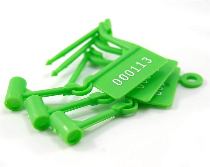 Tamper Proof Plastic Security Padlock Seals Numbered Disposable Safety Tags - Locks Self-Locking for Luggage Medical Clothing (1000 PCS) (Green)