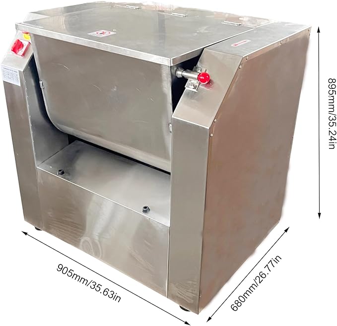 Commercial Dough Mixer 50KG/110LB, 3000W Heavy Duty Electric Flour Kneading Machine with Safety Stop-on-Open Lid & 90° Tilt Bucket, 110V for Restaurant Bakery