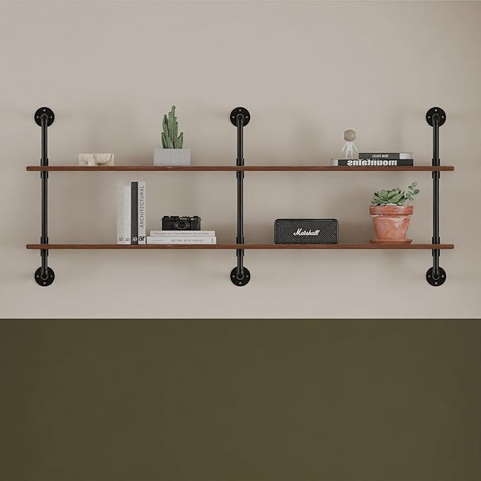 Floating Shelves for Wall Laundry Room Shelves Bookshelf Industrial Pipe Shelving Shelf Real Wood Planks 60 inch Rustic Wall Shelves Hanging Bookshelves Farmhouse Kitchen Bar Shelving