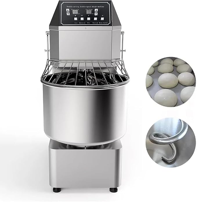 INTSUPERMAI Commercial Dough Mixer Machine 20QT Stand Flour Mixing Machine Electric Food Stand Mixer with Double Action Double Speed Spiral Mixing Time Setting 110V 20L Capacity