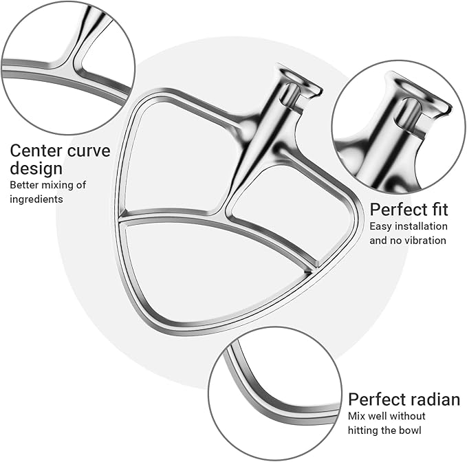 Cofun Stainless Steel Paddle Attachment for KitchenAid Mixer, Flat Beater for KitchenAid Mixer Fits 4.5-5Qt Tilt Head Mixer, Mixer Paddle Attachment, Dishwasher Safe