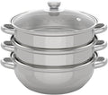 3-Tier Food Steamer Pot for Cooking, Stainless Steel Steamer Pot with Transparent Lid, 11inch Diameter, Stackable Steaming Pots Steam Cooker Cookware for Dumpling Seafood, Work for Induction Stove (11in Diameter)