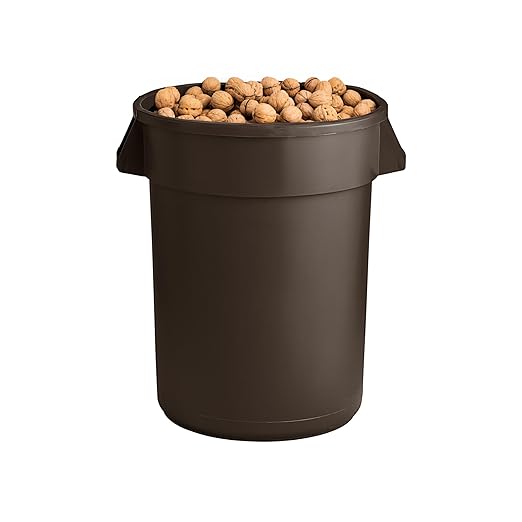 PRO&Family Commercial Round Trash Can, Ingredient Bin, Heavy-Duty Plastic, Anti-Static, Kitchen, Office, Outdoor Use (Brown, 44 Gallon)