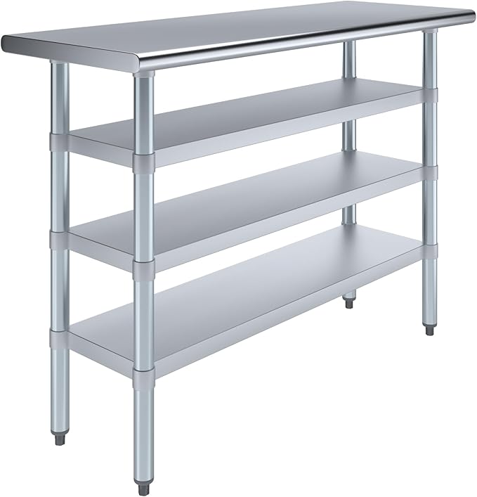18 in. x 48 in. Stainless Steel Work Table with Three Bottom Shelves | NSF Kitchen Prep Table | Utitly Metal Table