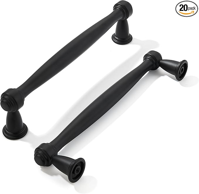 khtumeware 20 Pack 5 Inch(128mm) Black Cabinet Pulls Black Kitchen Matte Black Cabinet Handles Kitchen Cabinet Hardware for Cupboard Drawer Handles Dresser Pulls