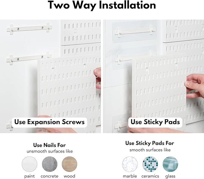 Keepo Pegboard Combination Kit, Pegboards and Accessories Modular Hanging for Wall Organizer, Crafts Organization, Ornaments Display, Nursery Storage, Peg Board (White, 22″×11″)