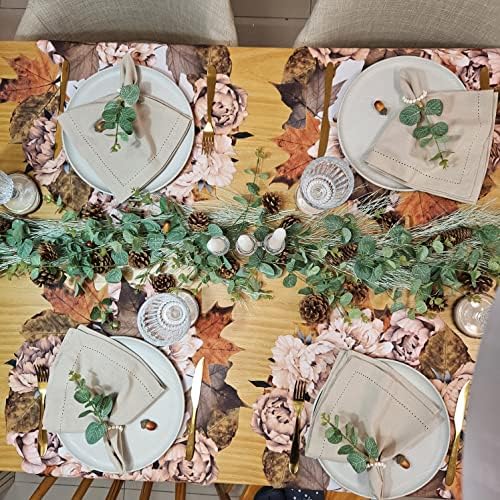 Maison Charlo - Set of 4 Waterproof Placemats Thanksgiving Maple Flower Wreath - Dining Table Decor, Home Decor - Washable Heat Resistant for Parties, Kitchen Table - Brown