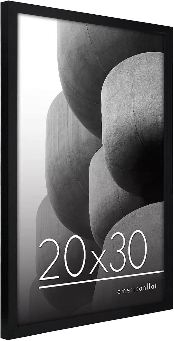 Americanflat 20x30 Poster Frame with Polished Plexiglass - Streamline Collection - Thin Border Picture Frame for Wall Display - Hanging Hardware Included - Black