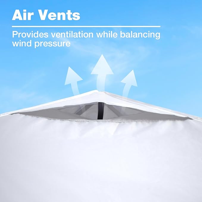 10x20 Canopy Replacement Top Cover with Air Vents for ez up Pop up Canopy Gazebo Tent, with Adjustable Strap, Waterproof & Anti-UV for Outdoor Shade (Top Only,Frame Not Included) (Off White)