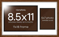 Homeforia 11x18 Brown Diploma Frame with Photo, High End Oak 11 x 18 Certificate Wood Frame with Mat 8.5 x 11 Diploma and 5x7 Picture, Walnut Wooden Document Frames, Tempered Glass, Wall Kit, Set of 1