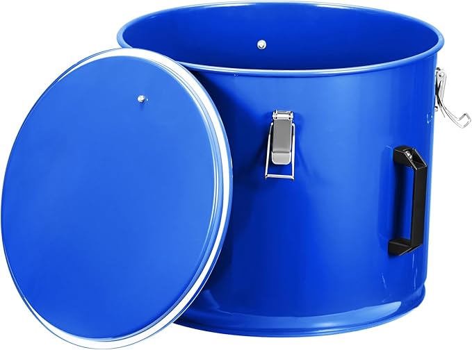PioneerWorks Fryer Grease Bucket, 10 Gal Fryer Oil Bucket with Lid, Oil Disposal Caddy, Coated Carbon Steel Oil Filter Pot with Rust-Proof Coating, Oil Transport Container with Lock Clips, Filter Bag