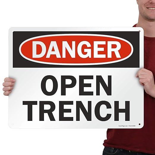 SmartSign "Danger - Open Trench" Sign | 18" x 24" Aluminum