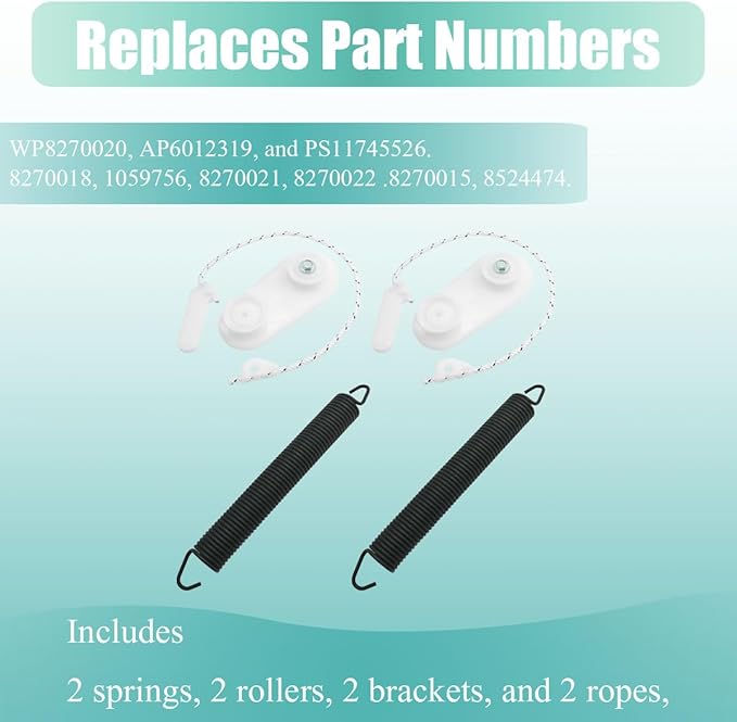 8194001 Dishwasher Door Balance Link Kit & 8270020 Dishwasher door spring Fits Whirlpool kitchenaid Maytag Dishwasher Replace PS11745526,1059756,8270018, AP3775412, AP601231