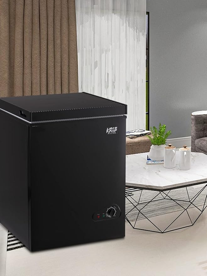 3.5 Cu.Ft Chest Freezer 7 Gears Temperature Control(-4°F to 6.8°F), Deep Compact Freezer with a Removable Basket, for Kitchen, Garage, Basement, Black