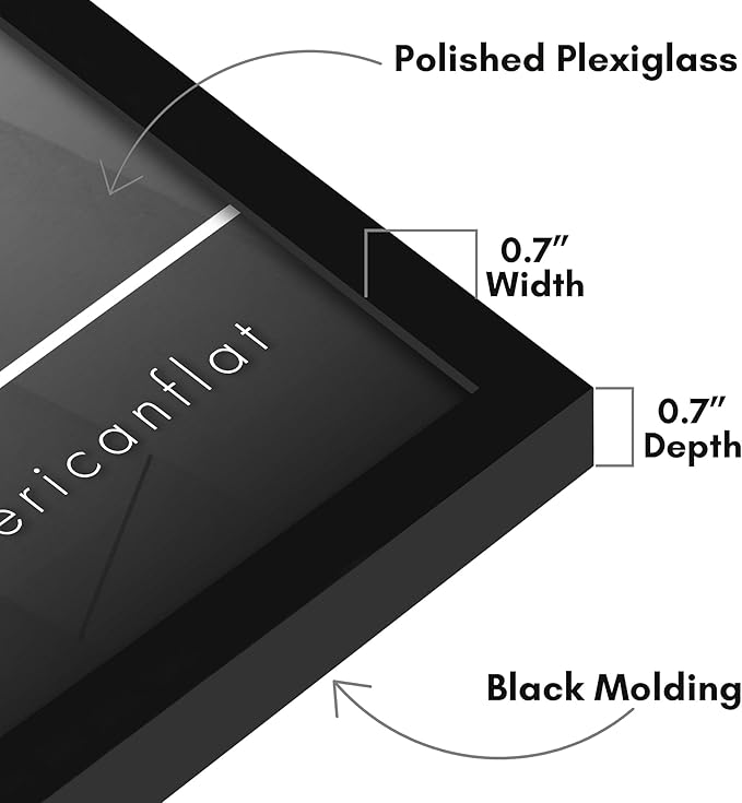 Americanflat 27x40 Picture Frame with Polished Plexiglass - Streamline Collection - Thin Border Picture Frame for Wall Display - Hanging Hardware Included - Black