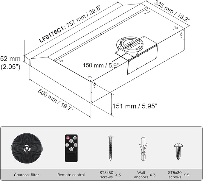 AMZCHEF Under Cabinet Range Hood 30 Inch, 750CFM Stainless Steel Kitchen Stove Vent Hood 3 Speed Exhaust Fan Touch/Remote/Gesture Control LED lights Time Setting Dishwasher-Safe Baffle Filters