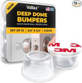 Vellax 12 Clear Silicone Door Bumpers – Self-Adhesive Wall Protectors for Door Knobs, Handles & Headboards – Quiet Rubber Pads for Impact Protection