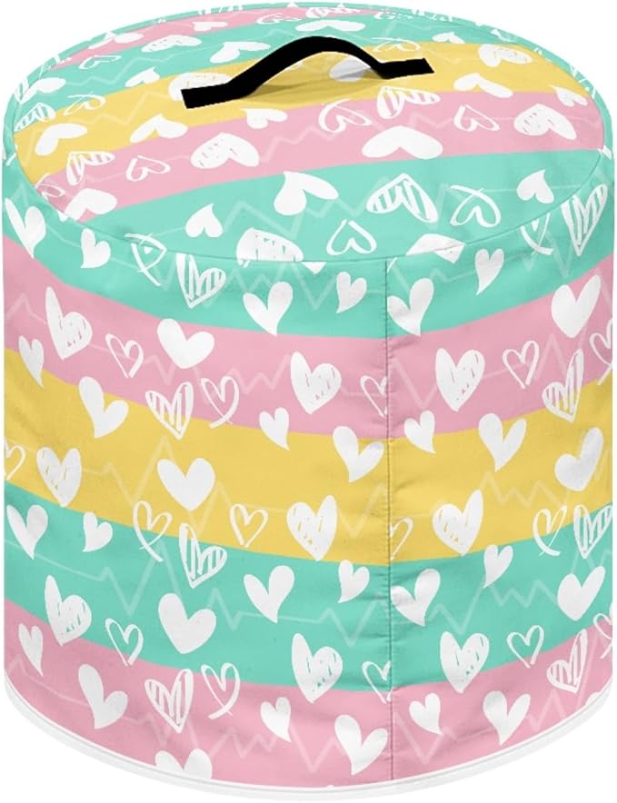Rainbow Love Heart Print Pressure Cooker Cover 3 Quart Air Fryer Cover Kitchen Appliance Dust Cover Valentine's Day Theme Cover with Pockets for Electric Pressure Cooker