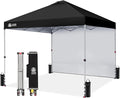 CROWN SHADES 12x12 Pop Up Canopy Tent Instant Commercial with 150D Silver Coated Fabric Including 1 Removable Sidewall, 4 Ropes, 8 Stakes, Weight Bags, STO 'N Go Bag, Black