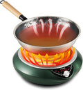 Induction Wok Pan Cooktop 1700W (85V~175V) 16 Levels Temperature & Power Control Induction Wok Burner with 18 Hours Timer, Auto-off, Fast & Even Heating Concave Electric Stove (Green)