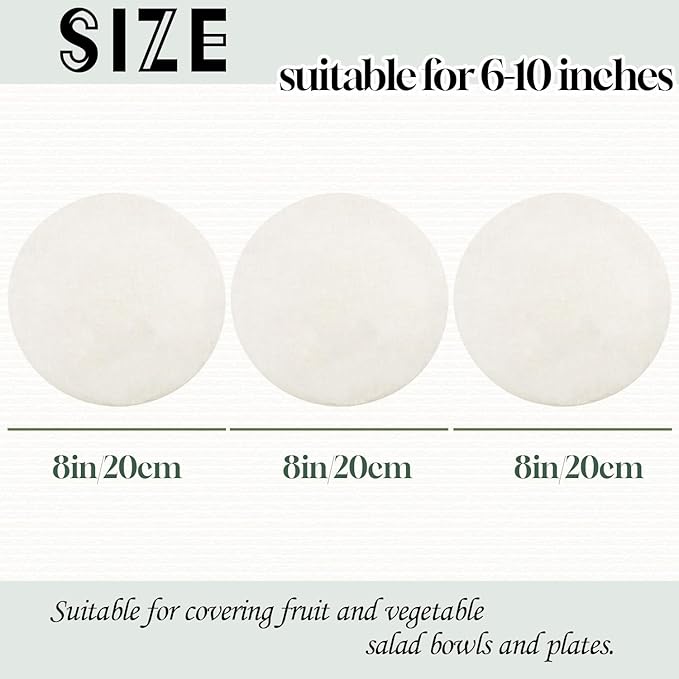 3 Pack 20CM 100% Reusable Organic Bowl Cover,Food Storage Container Covers,100% Natural Organic Linen,Unbleached,for covering fruit and vegetable salad bowls and plates