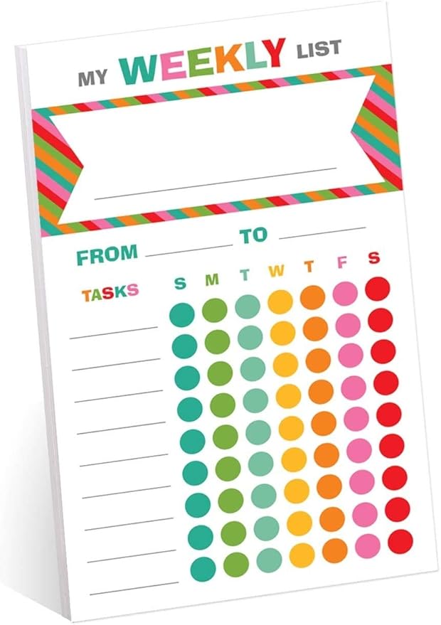 Bright Cheerful Weekly Chore Chart / 6" x 10" Sticky Note Fill-in Task List/Homeschool Task Assignment List