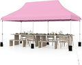 Tangkula 10x20 Ft Pop Up Canopy, Instant Setup Tent with 6 Sandbags, 12 Stakes & 6 Ropes, UPF 50+ Portable Outdoor Canopy Tent with Carrying Bag for Camp, Beach, Patio (Pink)