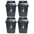 4-Pack 13 Gallon Grey Trash Can, Heavy-Duty Garbage Bin with Swing Lid for Office, Campus, and Home Use