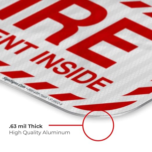 Fire Equipment Inside Sign, Fire Safety Sign, 6x12 Inches, 3M EGP Reflective .040 Aluminum, Fade Resistant, Indoor/Outdoor Use, Made in USA