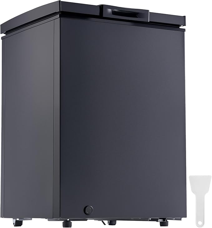 VEVOR Chest Freezer, 3.3 Cu.ft Compact Deep Freezer, Free Standing Top Open Door Chest Freezers with 2 Removable Baskets & Adjustable Thermostat - Energy Saving, Low Noise & Garage Ready, Black