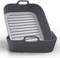 9-Inch Square Silicone Liners for Large Air Fryer 2Pack, Silicone Pot Baking Accessories for Chefman 6 to 8.5QT, Reusable Air Fryer Tray Insert for Oven Microwave Accessories