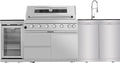 96 Inches 6-Burner 72,000 BTU Deluxe Stainless Steel Propane Gas Grill Outdoor Kitchen Island,Sink,Storage Cabinet and Beverage Refrigerator Storage&Drawers for Patio Backyard,Silver