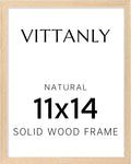 Vittanly 11x14 Picture Frame, Solid Wood Frame with Plexiglass, Includes 8x10 Mat, Wall Hanging for Home Decor, Natural, 1 Pack