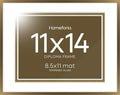 Homeforia 11x14 Diploma Frame Bronze, High End Metal 11 x 14 Certificate Frames with Mat 8.5 by 11, 11by14 Document Frame Matted to 8.5x11, Award Graduation Frames, Tempered Glass, Wall Kit, Set of 1