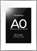 Homeforia A0 Poster Frame Black, High End Metal 33.1 x 46.8 inch Large Picture Frames with Mat 23.4 by 33.1 for Photo, A0 Size Frames Matted to A1 Print, 33.1x46.8 Thin Frame, Tempered Glass, Set of 1