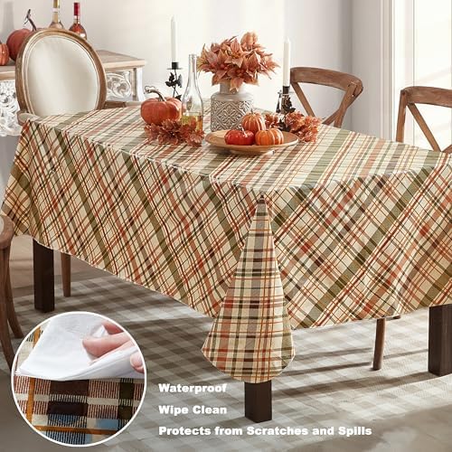 Newbridge Thanksgiving Diagonal Plaid 52x70 Inch Rectangle Vinyl Tablecloth