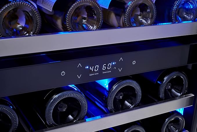 Zephyr Presrv 24" Wine Fridge ADA Dual Zone Under Counter - Countertop Mini Wine Cooler Cellars Small Cabinet Wine Refrigerator Home Bar Chiller Freestanding with Glass Door - 37 Bottles 750ml