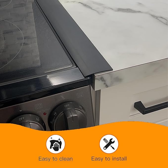Silicone Stove Gap Covers (2 Pack), Stove Gap Guard, Heat Resistant Oven Gap Filler, Easy Clean,25 Inches, Black