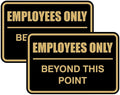 All Quality Classic Framed Employees Only Beyond This Point Wall or Door Sign | Easy to Install Business Signage - Large (Black-Gold) 2 Pack