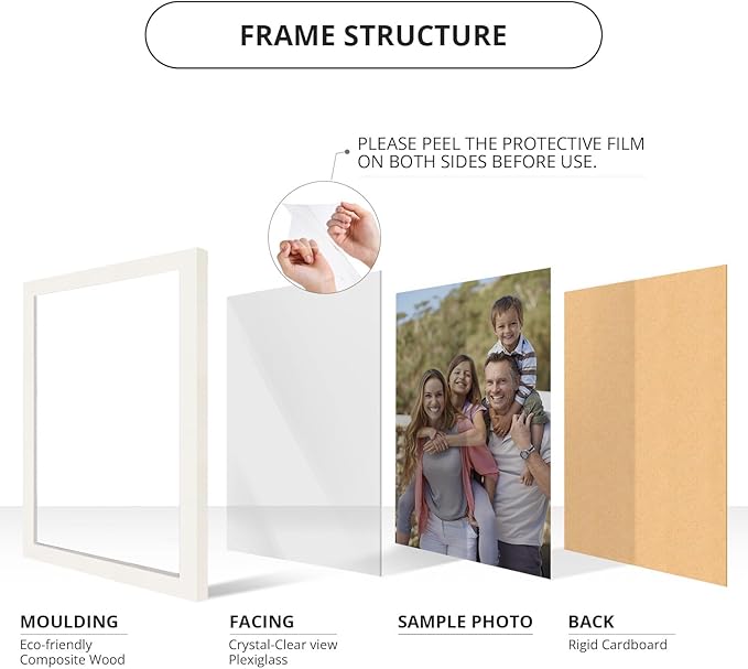 wallsthatspeak 12x18 White Picture Frame for Puzzles Posters Photos or Artwork