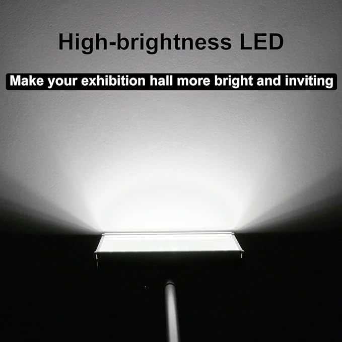 Trade Show Lights LED Display and Exhibit Arm Lighting, Connectable Tradeshow Lights Included Clamps, Mounting Brackets, Power Cables, Connect Cables (2pcs Black) (Black)