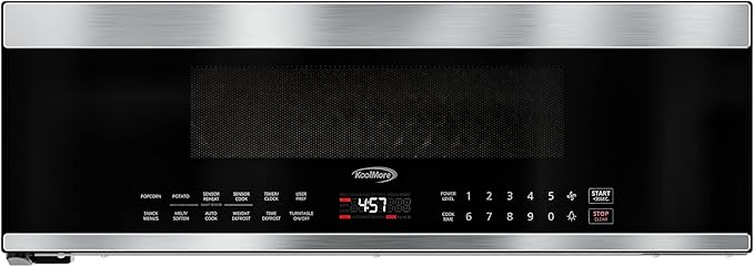 KoolMore 30 Inch Over-The-Range Low Profile Microwave, 1.2 Cu. Ft. Built-in, 10 Power Levels, 13.5” Glass Turntable, 1000-Watt Power, Advanced Air Vent, and Heat Circulation (KM-MLPOT-1SS)