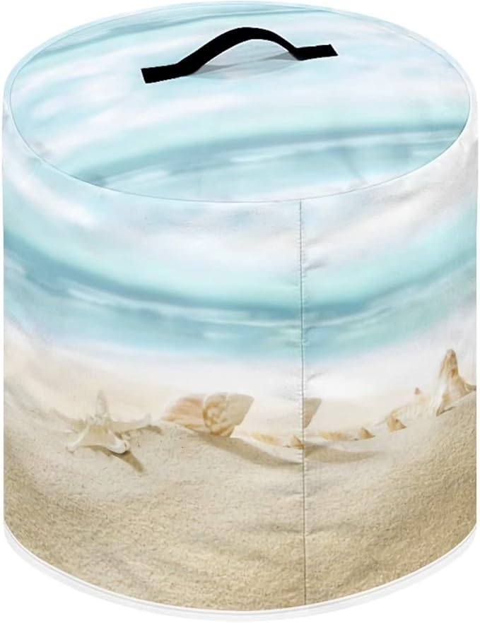 Air Fryer Dust Cover Compatible with 3 Quart, Dust Protection Insulated Kitchen Appliance Cover with Top Handle and Storage Pockets for Women Wife Gift, Beach Starfish