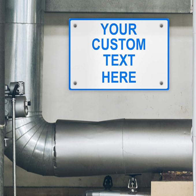 Aluminum Weatherproof Metal Sign Multiple Sizes Custom Personalized Text Here White Blue Notice Travel Horizontal Street Signs 14x10Inches