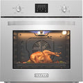 Empava 24 Inch Natural Gas Single Wall Oven with 5 Cooking Modes, Convection Fan and Rotisserie, Knob Control and Digital Display, Stainless Steel