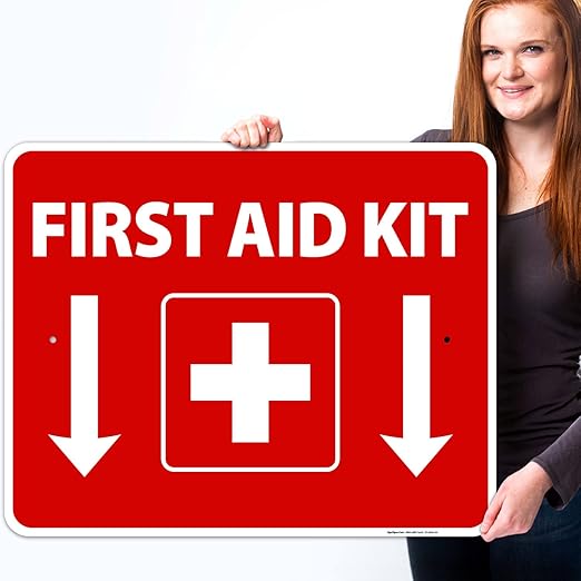 First Aid Kit Sign, (SI-1040) 24x30 Inches, Rust Free .063 Aluminum, Fade Resistant, Made in USA
