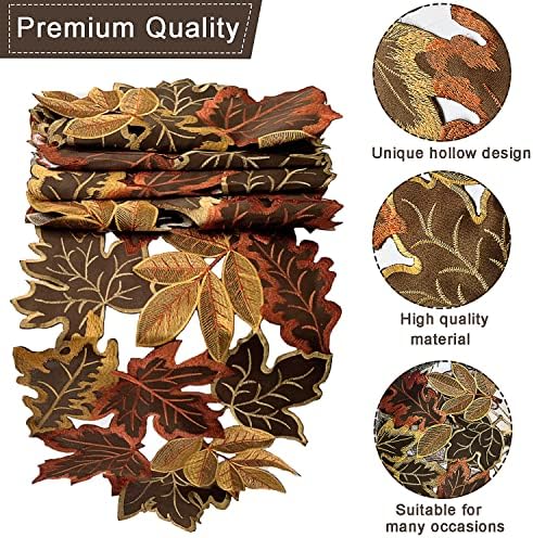 Embroidered Fall Table Runner 13.7 x 68.8 in, Thanksgiving Table Decor