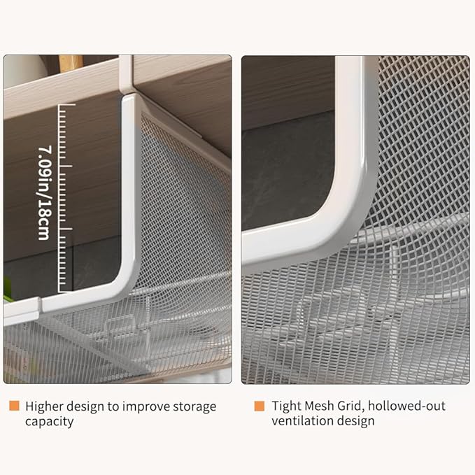 Expandable Under Shelf Basket Organizer, Under Shelf Storage, Hanging Baskets Under Cabinet for Pantry Kitchen Cupboard Desk Counter Bookshelf Space Saver Heavy Duty Slide-in (Black, 1 Pack)